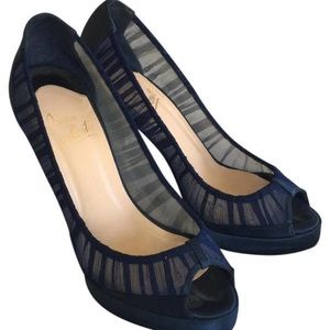 Navy Christian Louboutin Peep Toe shoes